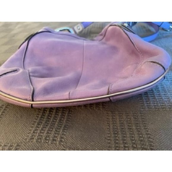 *B Makowsky Shoulder Bag Purple Leather Satchel - Picture 11 of 12